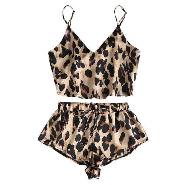 Leopard Satin Pajama Set - Chic Grunge Style Clothing for Aesthetic Outfits