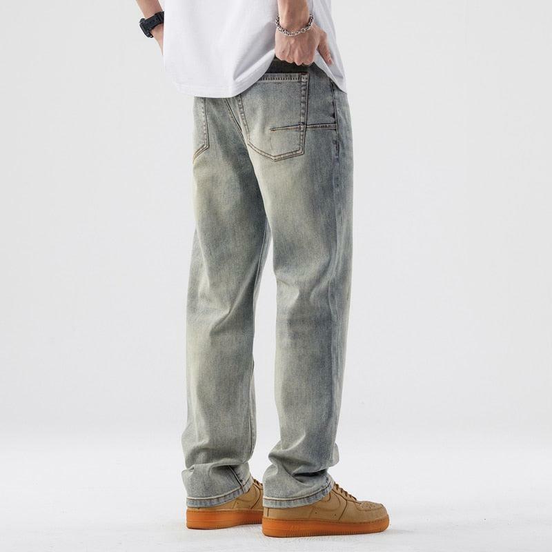 Light Wash Straight Leg Jeans - Grunge Style Aesthetic Denim Pants