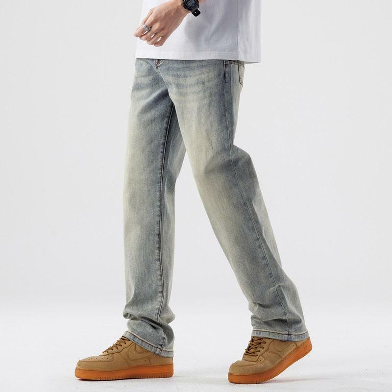 Light Wash Straight Leg Jeans - Grunge Style Aesthetic Denim Pants