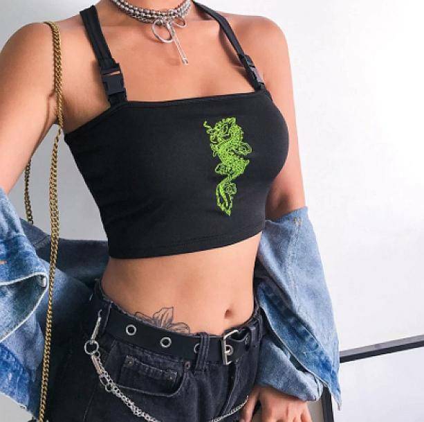 Neon Dragon Top: Grunge Style Clothing & Aesthetic Outfit Essential