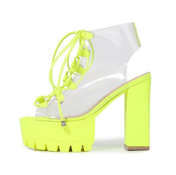 Neon Green Grunge Style High Heels for Aesthetic Outfits and Festivals