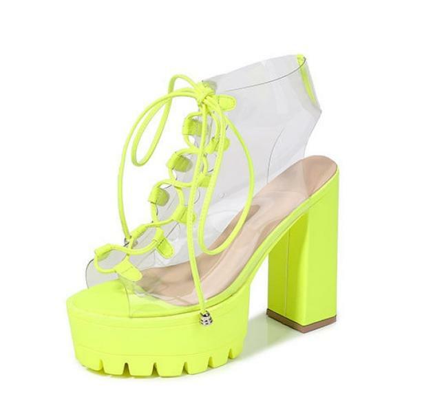 Neon Green Grunge Style High Heels for Aesthetic Outfits and Festivals