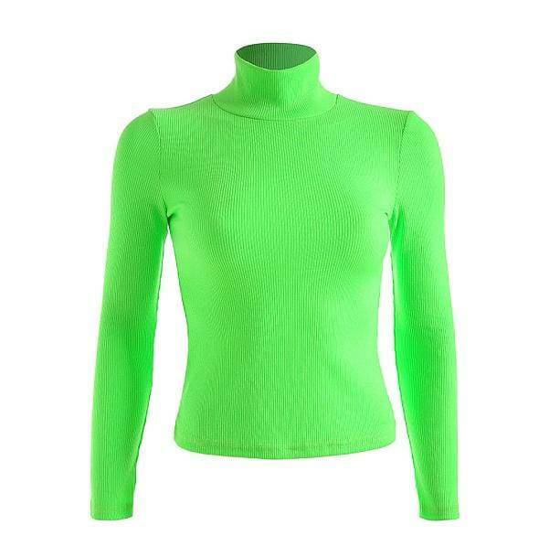 Neon Green Turtleneck Cropped Sweater Vest - Grunge & Aesthetic Style