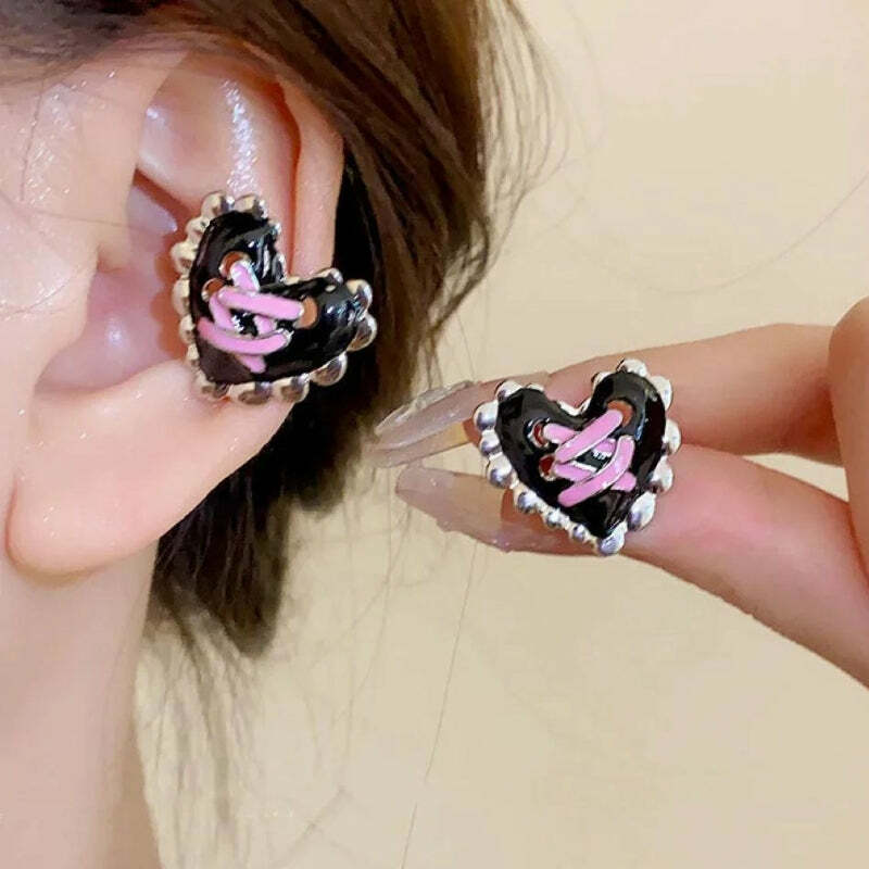 Pastel Goth Heart Corset Earrings - Unique Aesthetic Jewelry Accessory