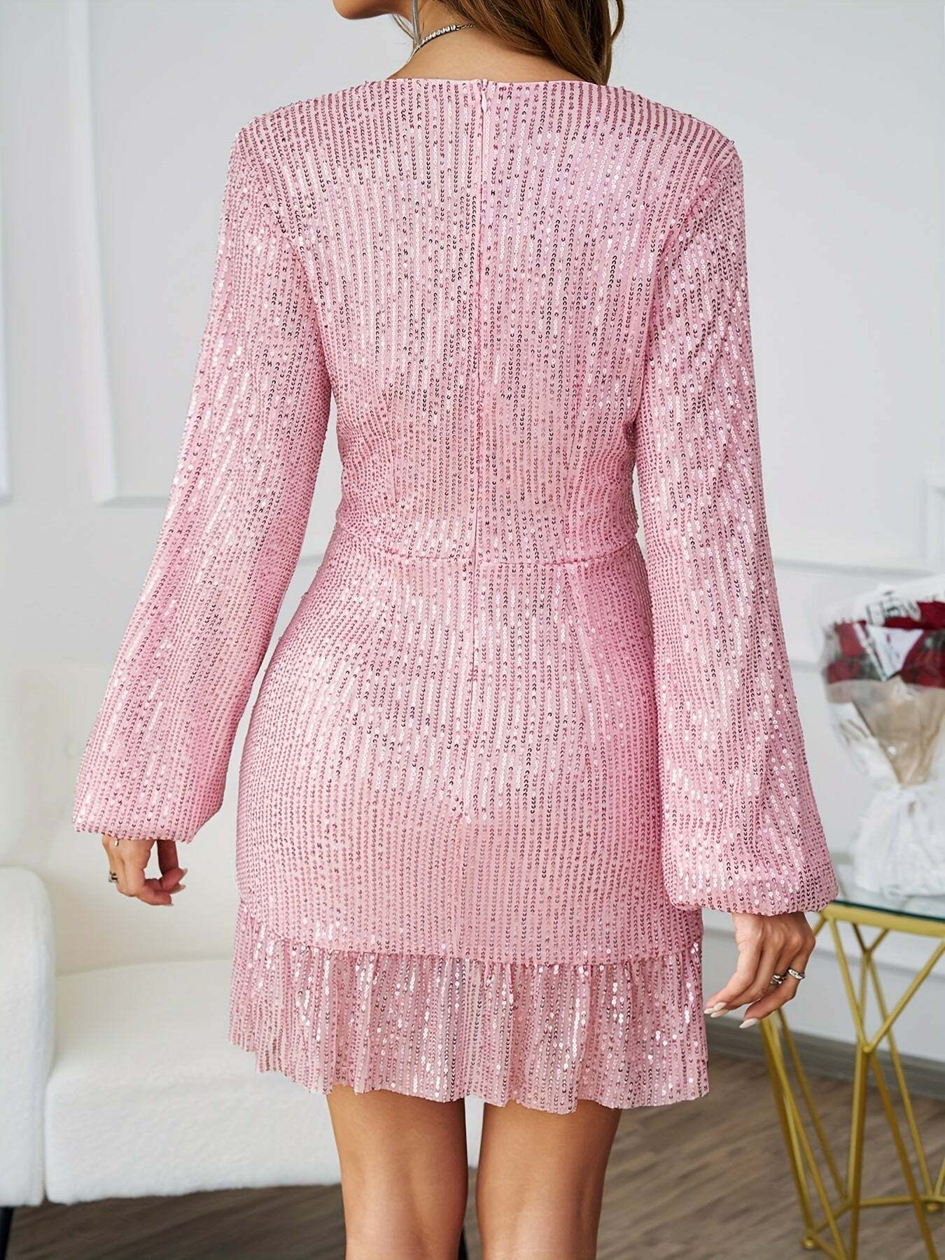 Pink Sequin Dress - Grunge Style Clothing & Aesthetic Outfit Essential