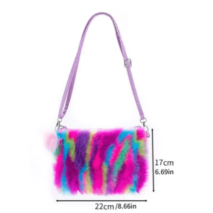 Plushy Rainbow Handbag - Aesthetic Grunge Style Accessory for Outfits