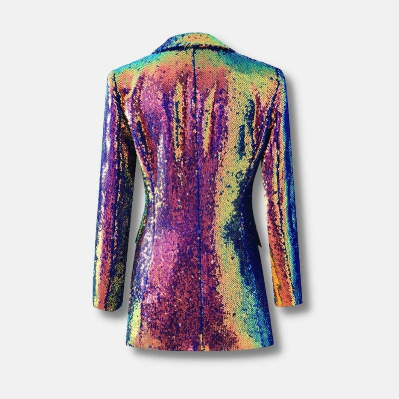 Premium Sequin Long Blazer for Aesthetic Outfits & Grunge Style Clothing