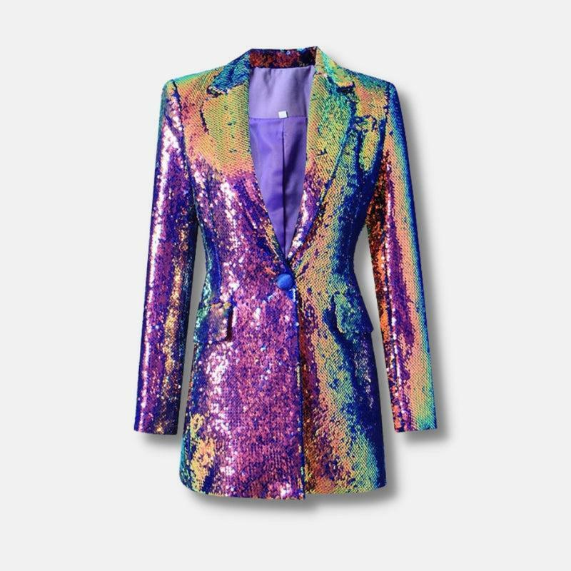 Premium Sequin Long Blazer for Aesthetic Outfits & Grunge Style Clothing