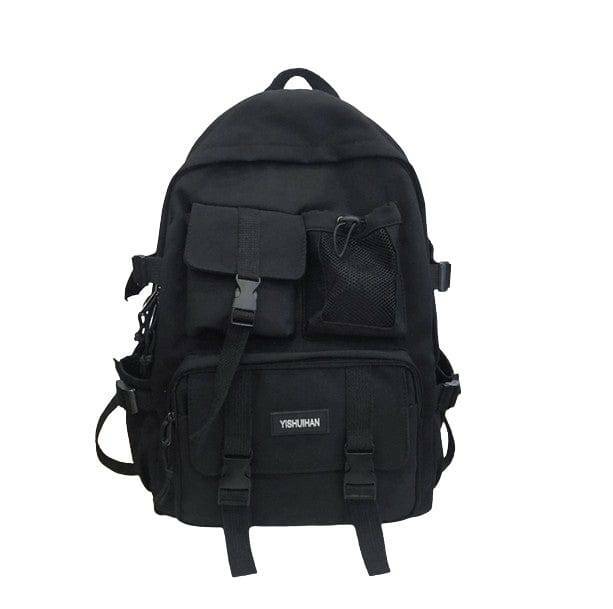 Pure Black Backpack - Grunge Style, Aesthetic Fashion Essential