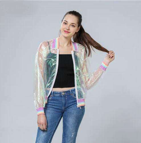 Rainbow Reflective Jacket: Grunge Style Clothing & Aesthetic Outfits