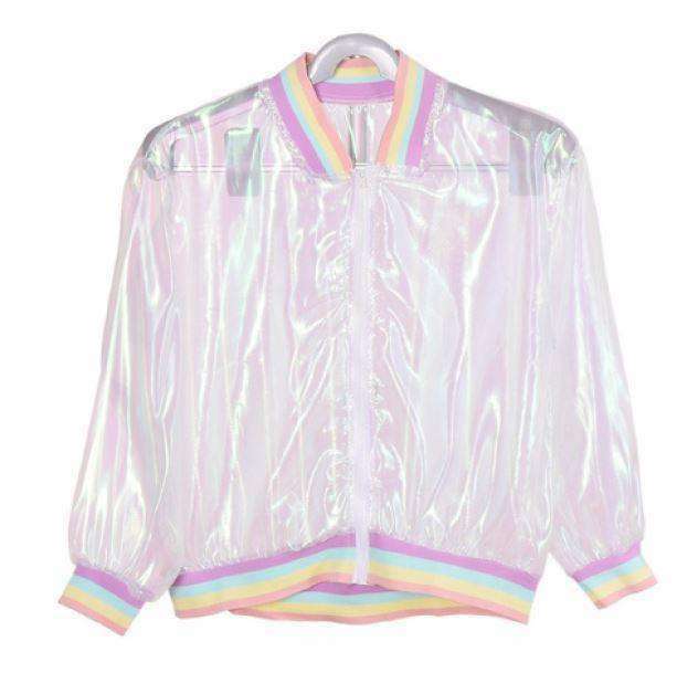 Rainbow Reflective Jacket: Grunge Style Clothing & Aesthetic Outfits