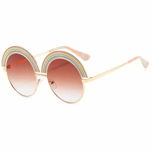 Retro Rainbow Sunglasses for Aesthetic Outfits and Grunge Style Clothing