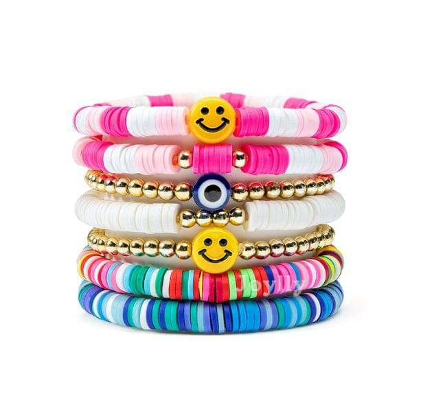 Set of 7 Aesthetic Preppy Bracelets for Grunge, Soft Girl, and Coquette Styles