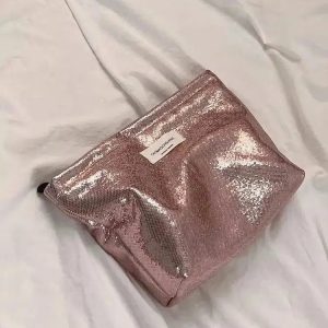 Shiny Metallic Makeup Bag for Aesthetic Outfits & Grunge Style Clothing