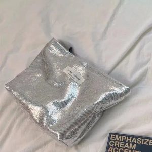 Shiny Metallic Makeup Bag for Aesthetic Outfits & Grunge Style Clothing