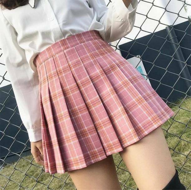 Soft Girl Aesthetic Belted Skirt - Grunge Style Clothing & Outfits