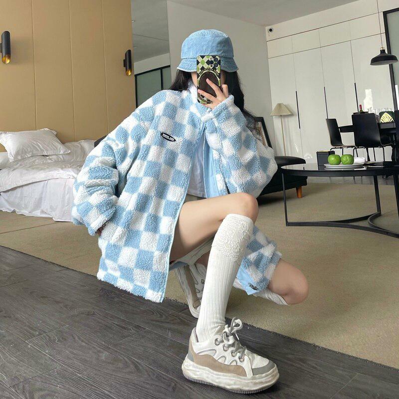 Soft Girl Reversible Checkered Jacket - Aesthetic Grunge Style Outerwear