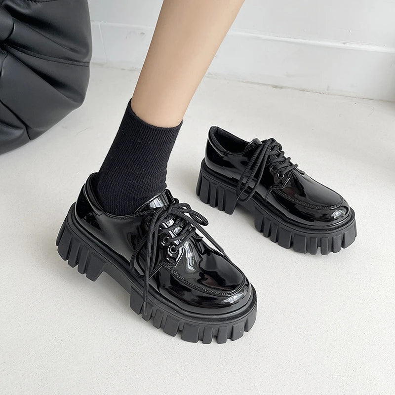 Soft Grunge Chunky Platform Oxford Shoes for Aesthetic Outfits