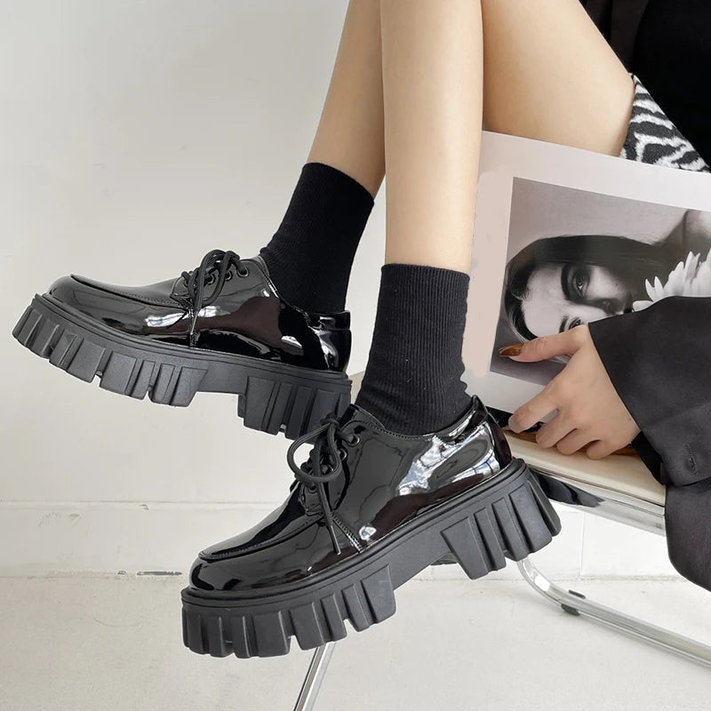 Soft Grunge Chunky Platform Oxford Shoes for Aesthetic Outfits