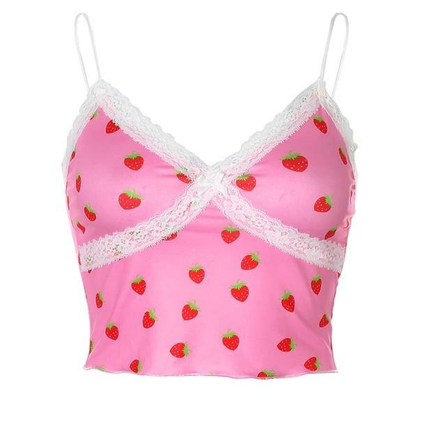 Strawberry Crop Top: Grunge Style Clothing & Aesthetic Outfits