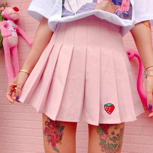 Strawberry Milk Skirt: Aesthetic Soft Girl Style with Grunge Vibes