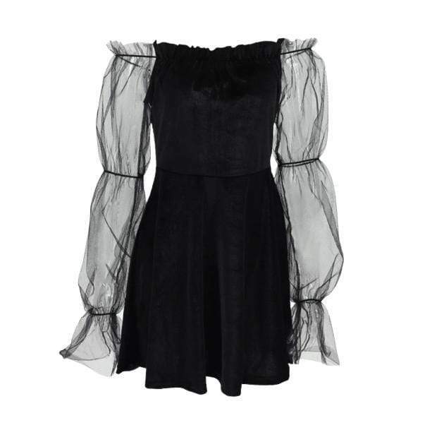 Transparent Sleeve Grunge Dress - Aesthetic Gothic Style Outfit