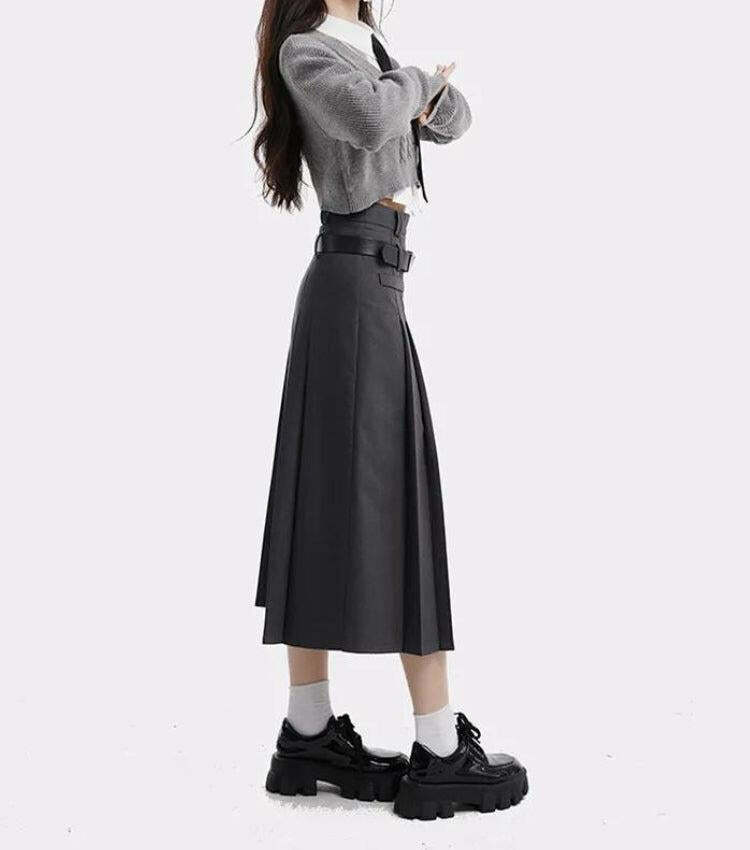 Trendy College Girl Pleated Midi Skirt - Aesthetic Fashion Essential