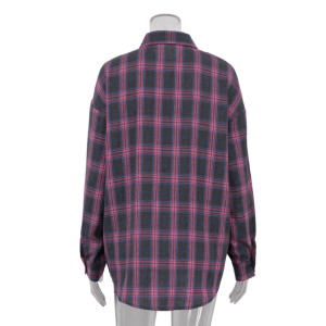 Trendy Oversized Pink Plaid Shirt - Grunge Style Aesthetic Top