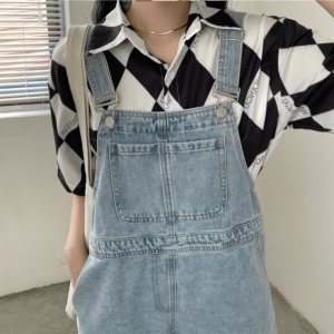 Trendy Short Sleeve Denim Romper for Aesthetic Outfits & Grunge Style