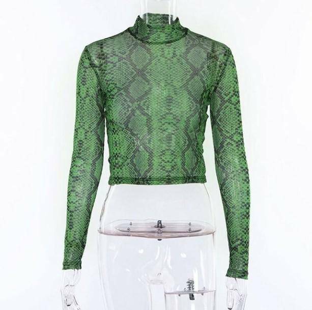 Trendy Snake Skin Top: Grunge Style Clothing for Aesthetic Outfits