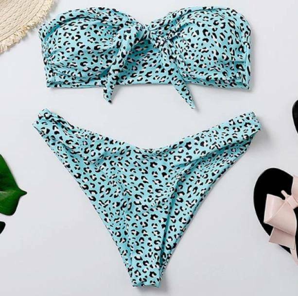 Turquoise Leopard Print Swimsuit - Aesthetic Swimwear for Trendy Styles