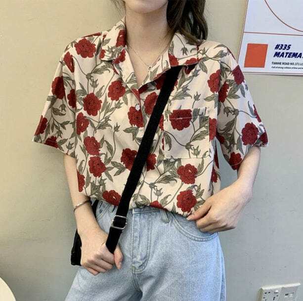 Vintage Floral Blouse - Aesthetic Grunge Style Clothing for Unique Outfits