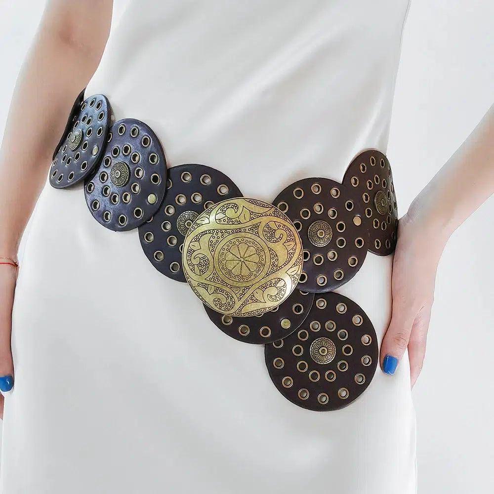 Vintage Floral Buckle Belt for Aesthetic Outfits and Grunge Style Clothing