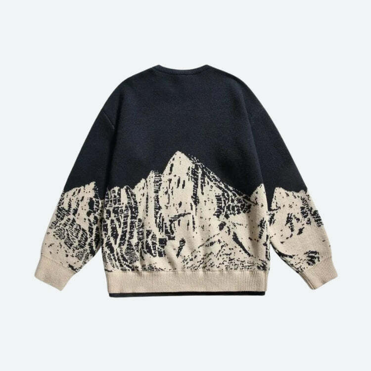 Vintage Mountain Knitted Sweater - Grunge Style Aesthetic Top