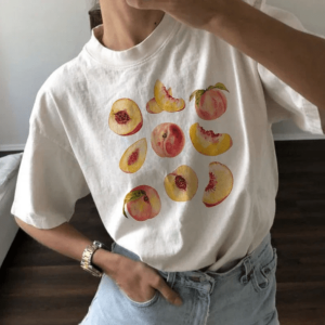 Vintage Peaches Grunge Style T-Shirt - Aesthetic Soft Girl Outfit