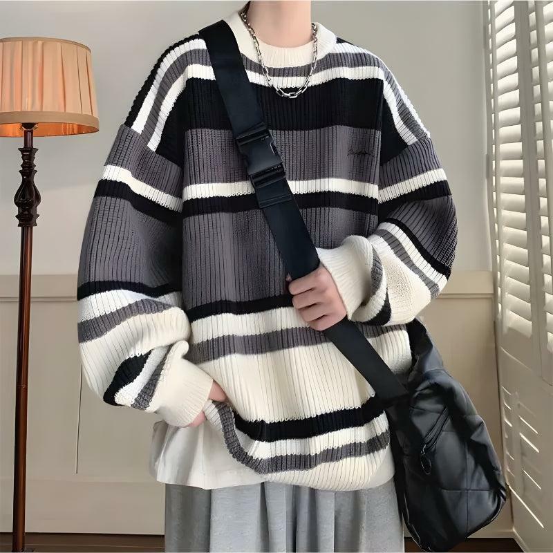 Vintage Striped Knitted Sweater Vest - Grunge Style Aesthetic Top