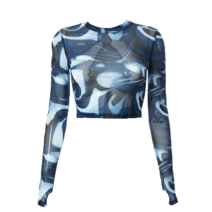 Wavy Y2K Long Sleeve Top - Grunge Style Clothing & Aesthetic Outfit