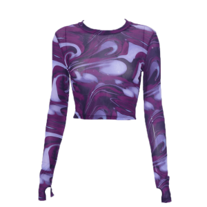 Wavy Y2K Long Sleeve Top - Grunge Style Clothing & Aesthetic Outfit