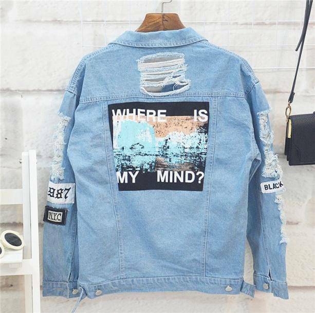 Where Is My Mind Grunge Style Jean Jacket - Aesthetic Denim Outerwear