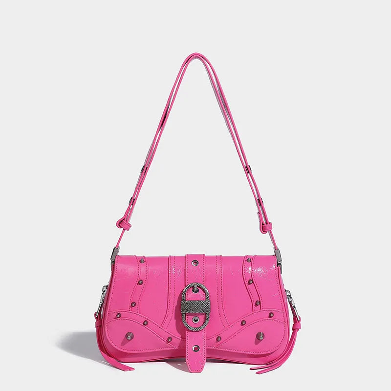 Y2K Candy Belted Baguette Bag - Aesthetic Grunge Style Accessory