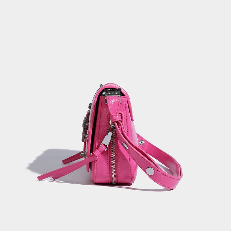 Y2K Candy Belted Baguette Bag - Aesthetic Grunge Style Accessory