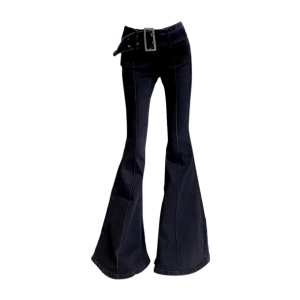 Y2K Grunge Style Bell Bottoms - Vintage Aesthetic Denim Pants