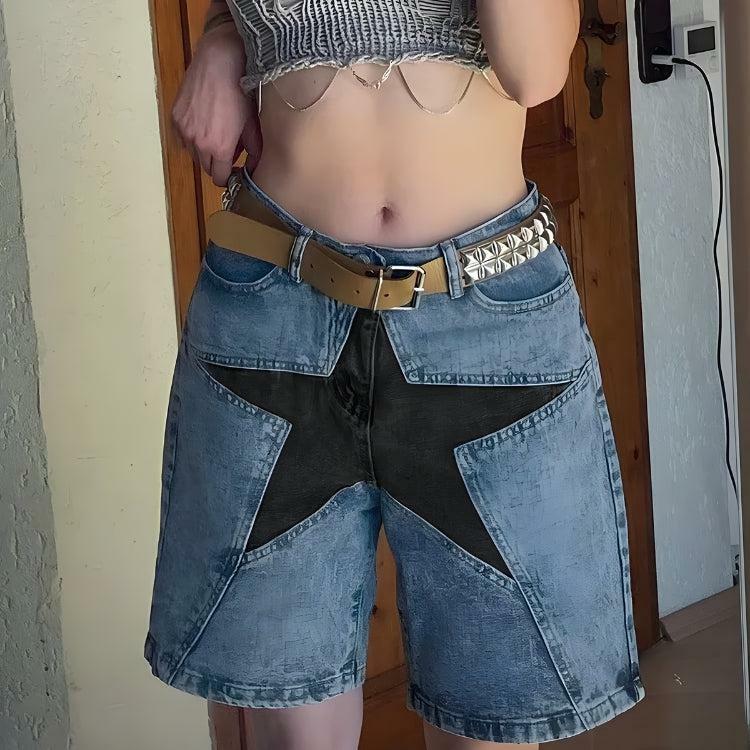 Y2K Grunge Style Jean Shorts - Aesthetic Denim for Soft Girl Outfits