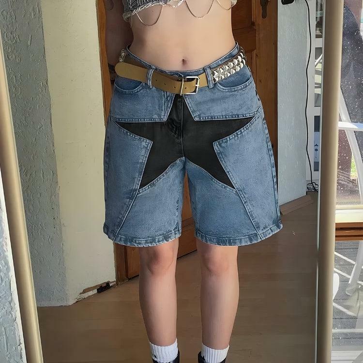 Y2K Grunge Style Jean Shorts - Aesthetic Denim for Soft Girl Outfits