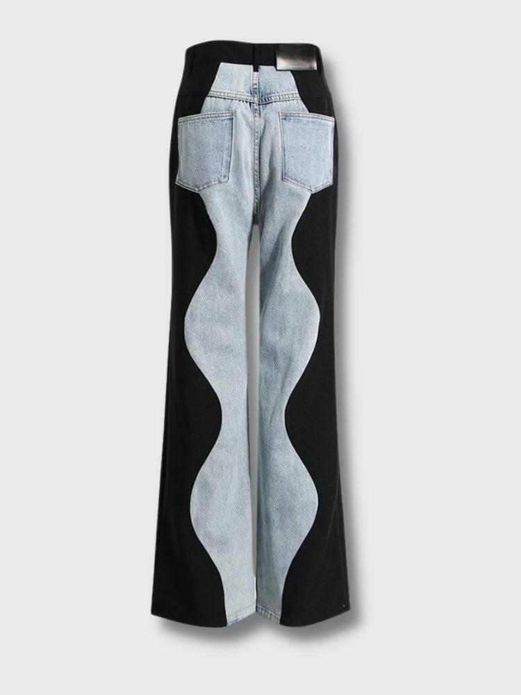 Y2K Grunge Style Panel Jeans - Aesthetic Denim for Soft Girl Looks