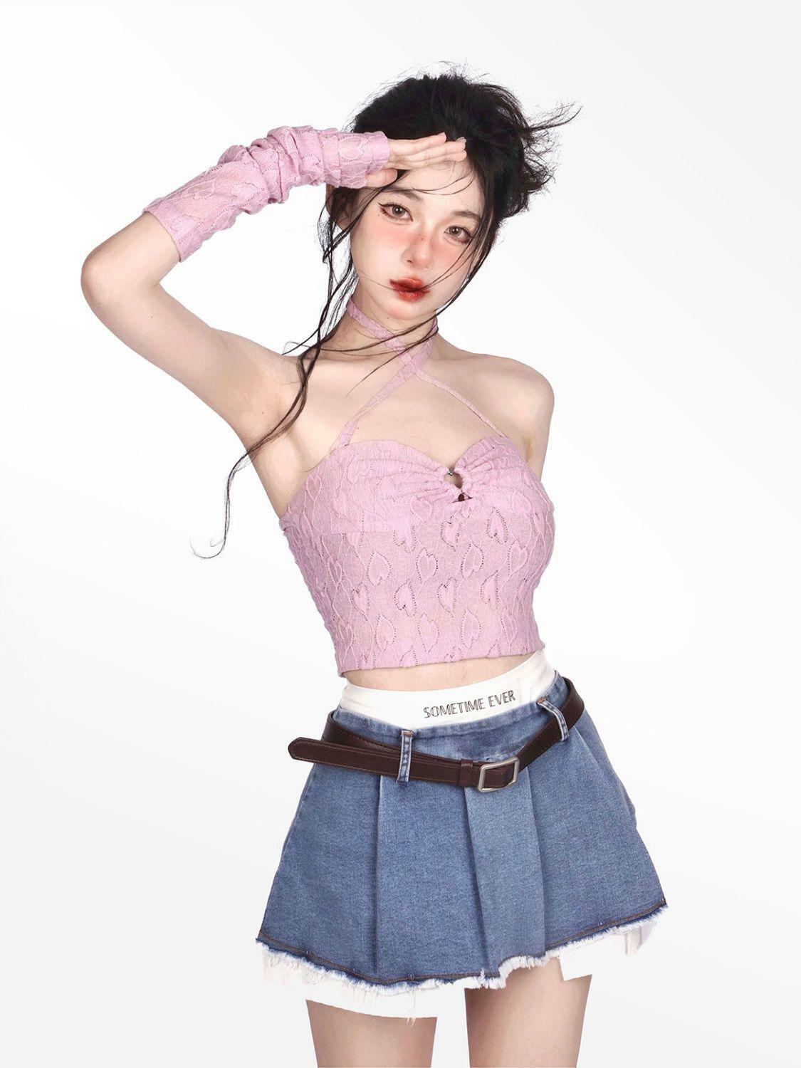 Y2K Pleated Mini Skirt Set - Aesthetic Soft Girl & Grunge Style Outfit