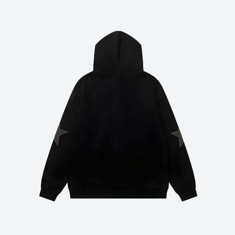 Y2K Star Patch Zip-Up Hoodie - Grunge Style Clothing & Aesthetic Outfit