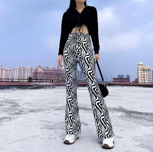 Y2K Zebra Pants: Grunge Style Clothing for Aesthetic Outfits