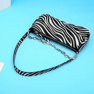 Zebra Print Handbag - Trendy Grunge Style Accessory for Aesthetic Outfits